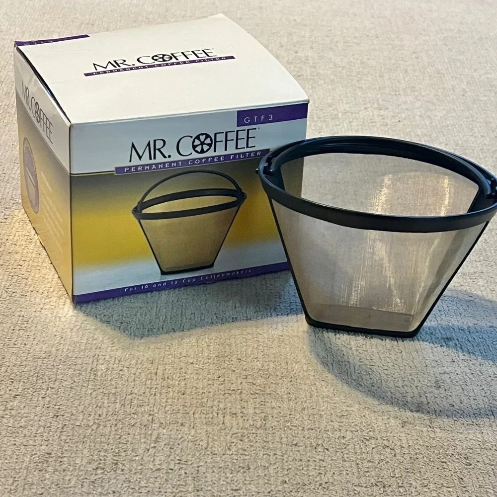 Mr. Coffee GTF3 Gold Tone Permanent Coffee Filter #4 Cone Reusable 10-12 Cup